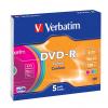 DVD-R INSCRIPTIBLE 4.7GB VERBATIM COLOUR. SLIMCASE PACK DE 5 DVD